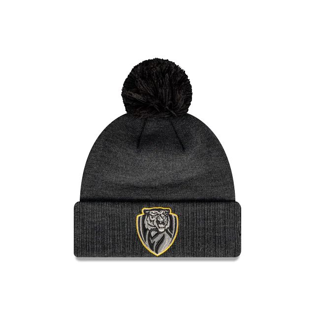 AFL Richmond Tigers Cuff With Pom (PIS3848) - Black New Era Beanies